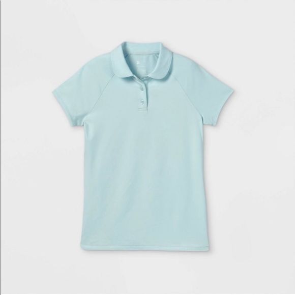 ALL IN MOTION girl’s pale blue athletic button polo style shirt - Picture 1 of 5